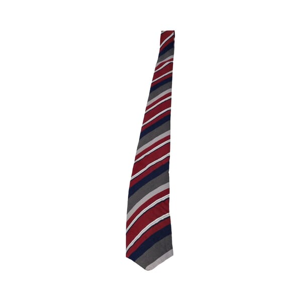 Vintage Silk Striped Tie Grey/Burgundy