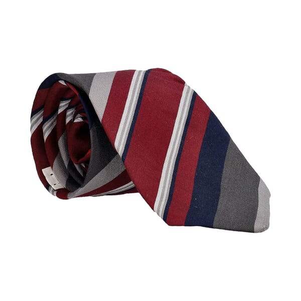Vintage Silk Striped Tie Grey/Burgundy
