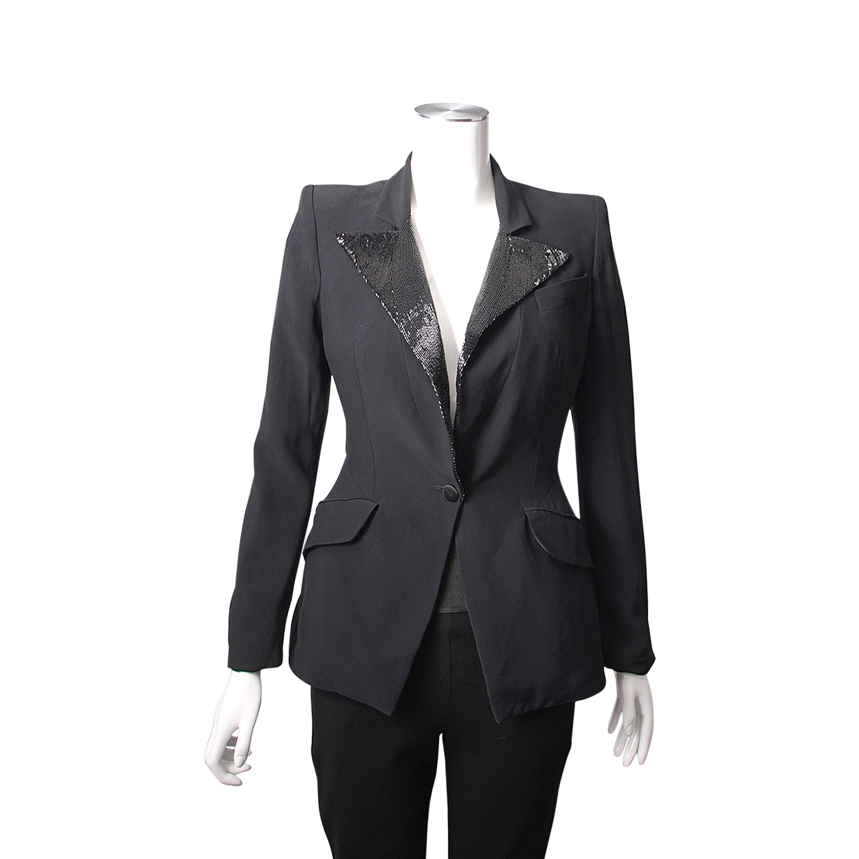 ALEXANDER MCQUEEN Synthetic Beaded Blazer Black