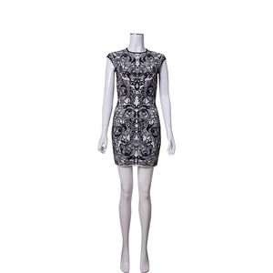 ALEXANDER MCQUEEN Wool Blend Knit Dress Black/White | Luxity