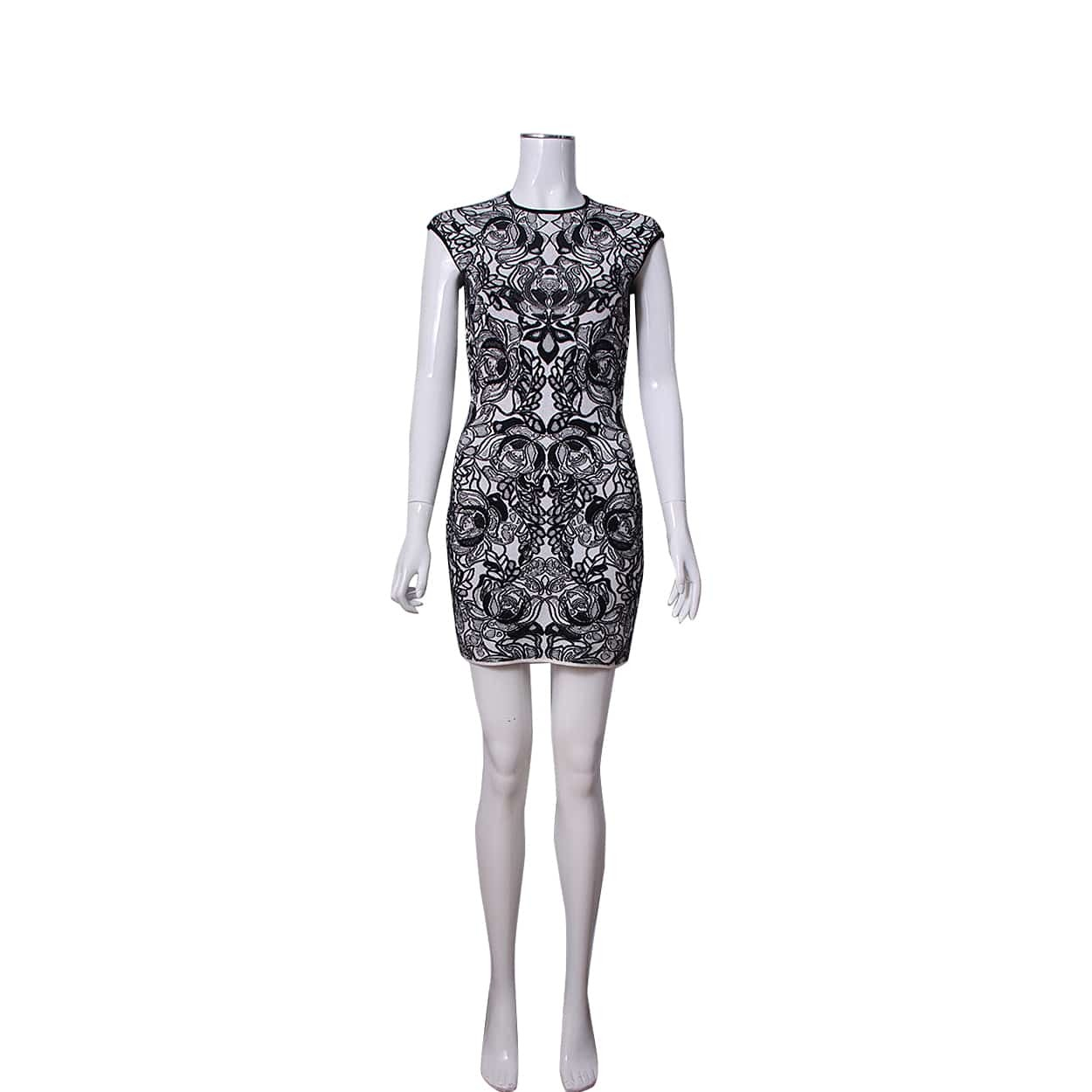 alexander mcqueen black and white dress Sleeveless Evening Mini Dress main image 0