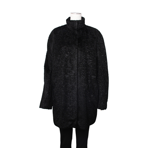 Mixed Material Coat Black