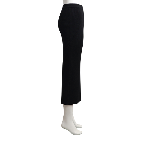Cotton Ribbed Knit Pencil Skirt Black