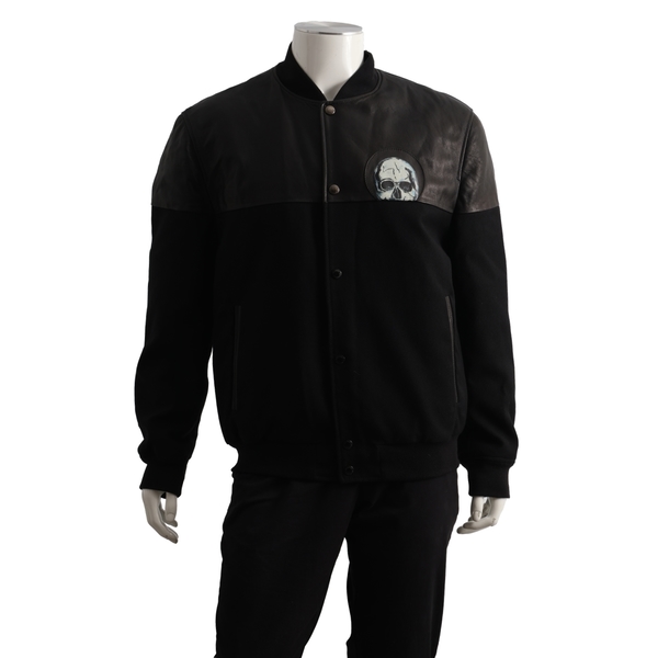 Leather/ Wool Skull Jacket Black