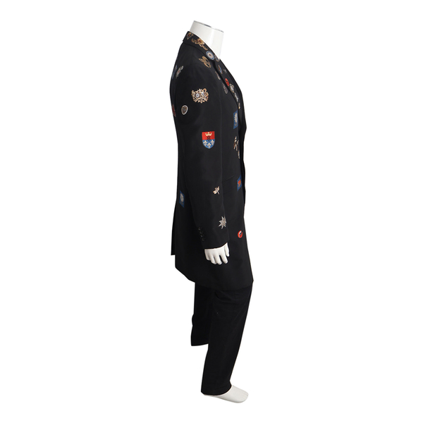 Cotton Blend Engineered Badge Coat Black