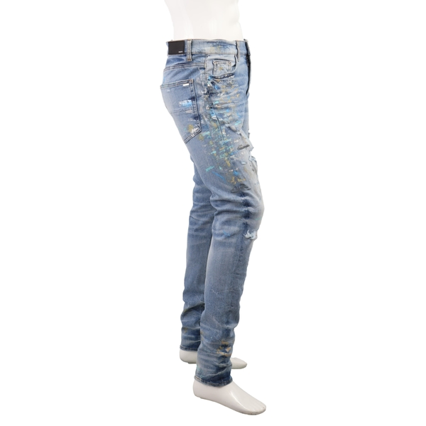 Cotton Distressed MX1 Denim Skinny Jeans Light Blue