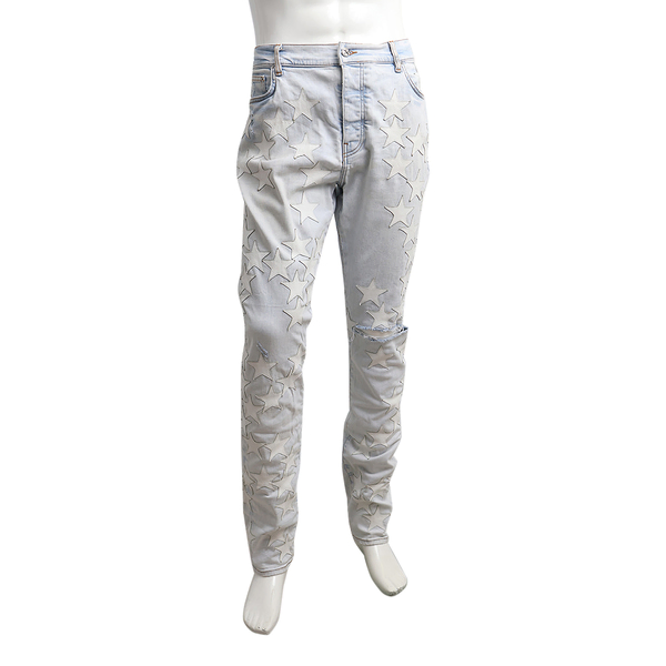 Denim Distressed Stars Jeans White/Light Blue