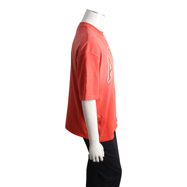 Cotton Distressed Logo T-Shirt Coral