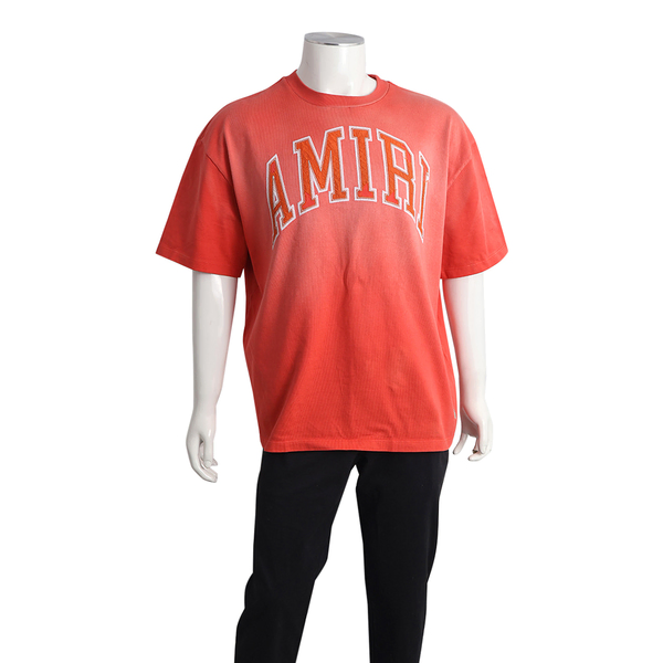 Cotton Distressed Logo T-Shirt Coral
