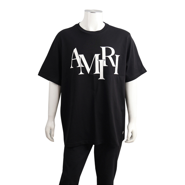 Cotton Staggered Logo T-Shirt Black/White