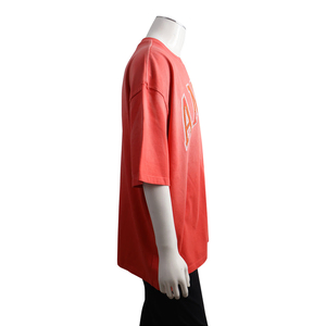 Cotton Blend Distressed Logo T-Shirt Coral, view 2