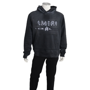 Cotton Distressed Ma Bar Hoodie Black