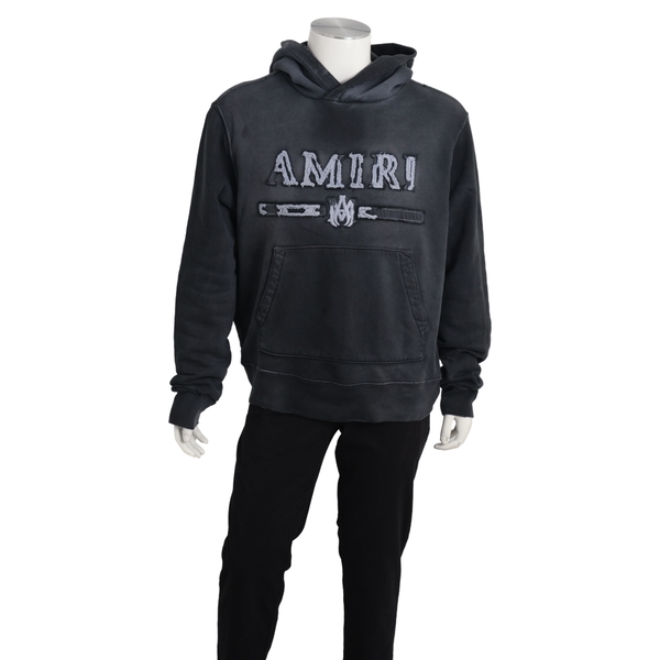 Cotton Distressed Ma Bar Hoodie Black