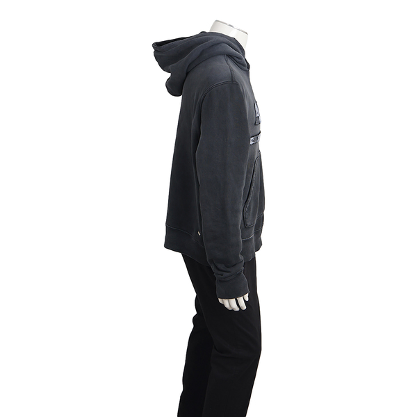 Cotton Distressed Ma Bar Hoodie Black