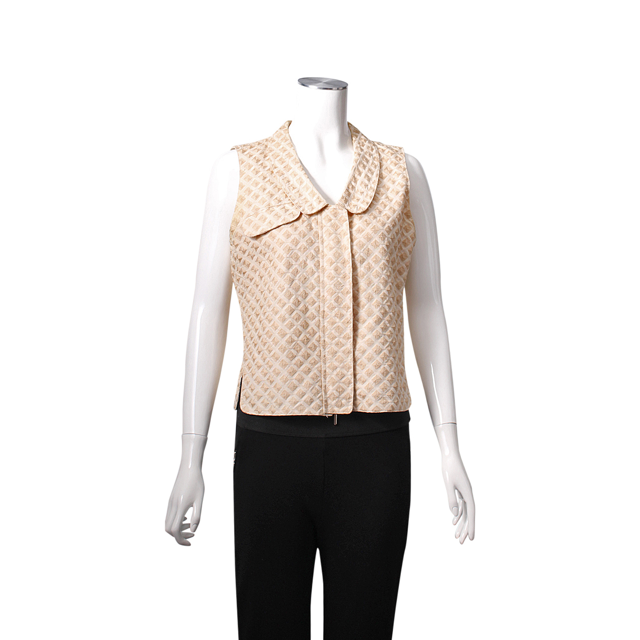 GIORGIO ARMANI Silk Blend Sleeveless Blazer Cream | Luxity