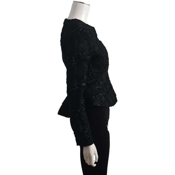 Vintage Mixed Material Blazer Black