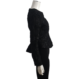 Vintage Mixed Material Blazer Black, view 2