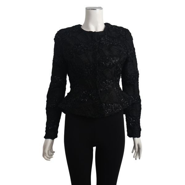 Vintage Mixed Material Blazer Black