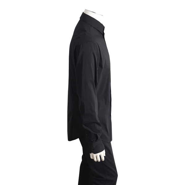 Cotton Blend Long Sleeve Shirt Black