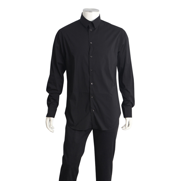Cotton Blend Long Sleeve Shirt Black