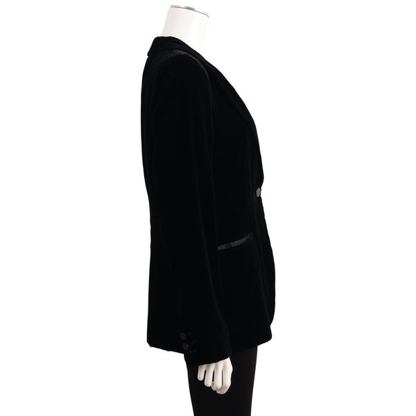 Ribbed Velvet Single Breasted Jacket Black