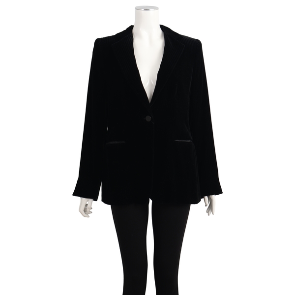 Ribbed Velvet Single Breasted Jacket Black