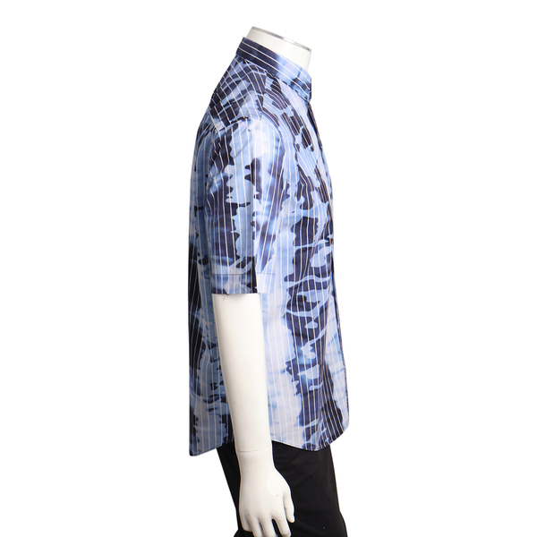 Cotton Striped Tie-Dye Shirt Blue/White