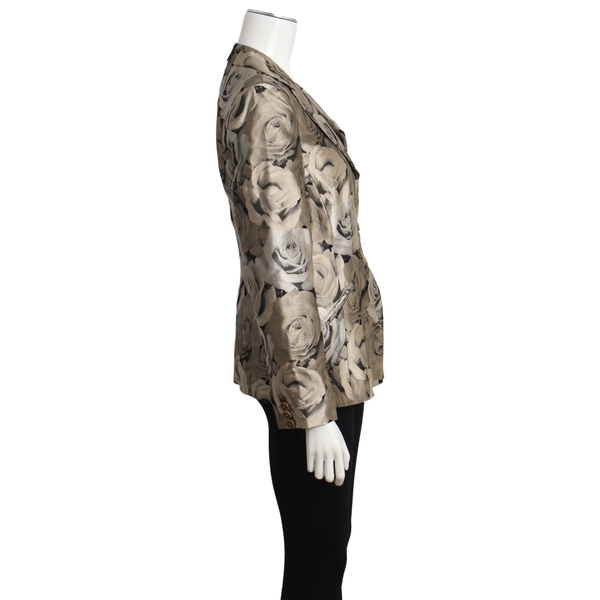 Silk Floral Blazer Grey