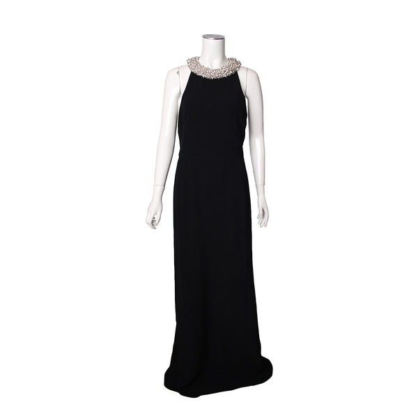 Viscose Pearl Embellished Dress Black