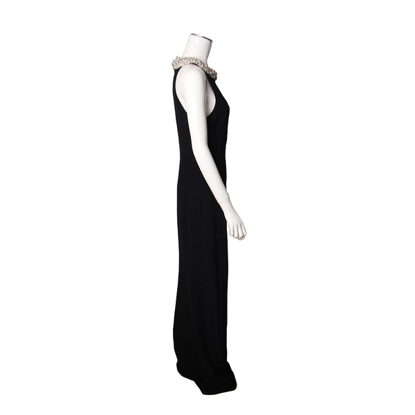Viscose Pearl Embellished Dress Black