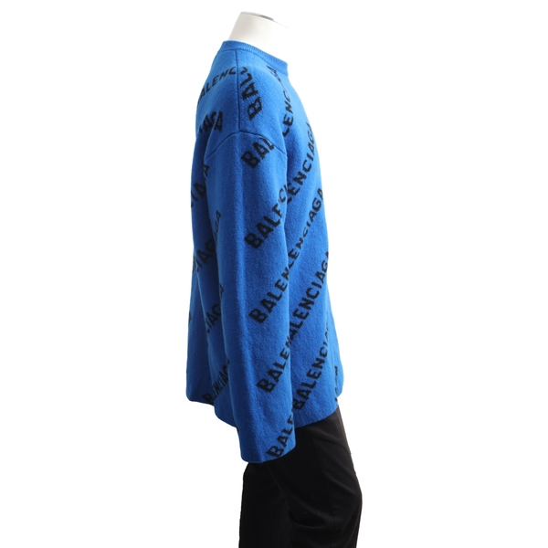 Wool Logo Jacquard Sweater Blue/Black