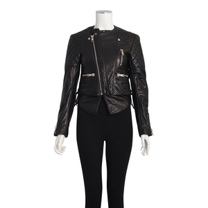 Leather Quilted Biker Jacket Black