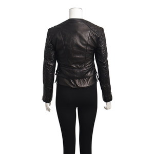 Leather Quilted Biker Jacket Black, view 3