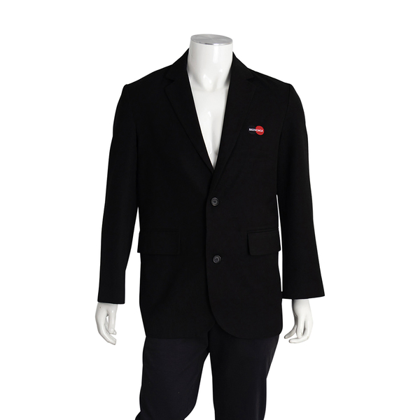 Mixed Material Logo Blazer Black