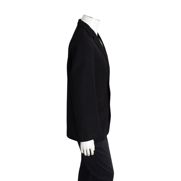 Mixed Material Logo Blazer Black
