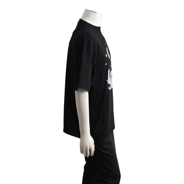 Cotton Oversized Distressed Love Bear T-Shirt Black