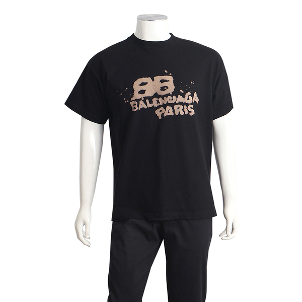 Cotton Distressed BB Logo T-Shirt Black