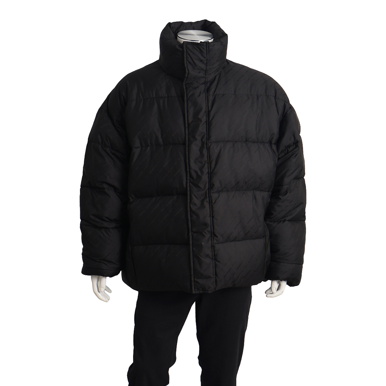 Polyamide Allover Logo Puffer Jacket Black