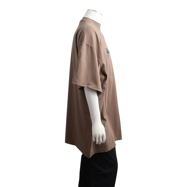 Cotton Distressed Logo T-Shirt Brown