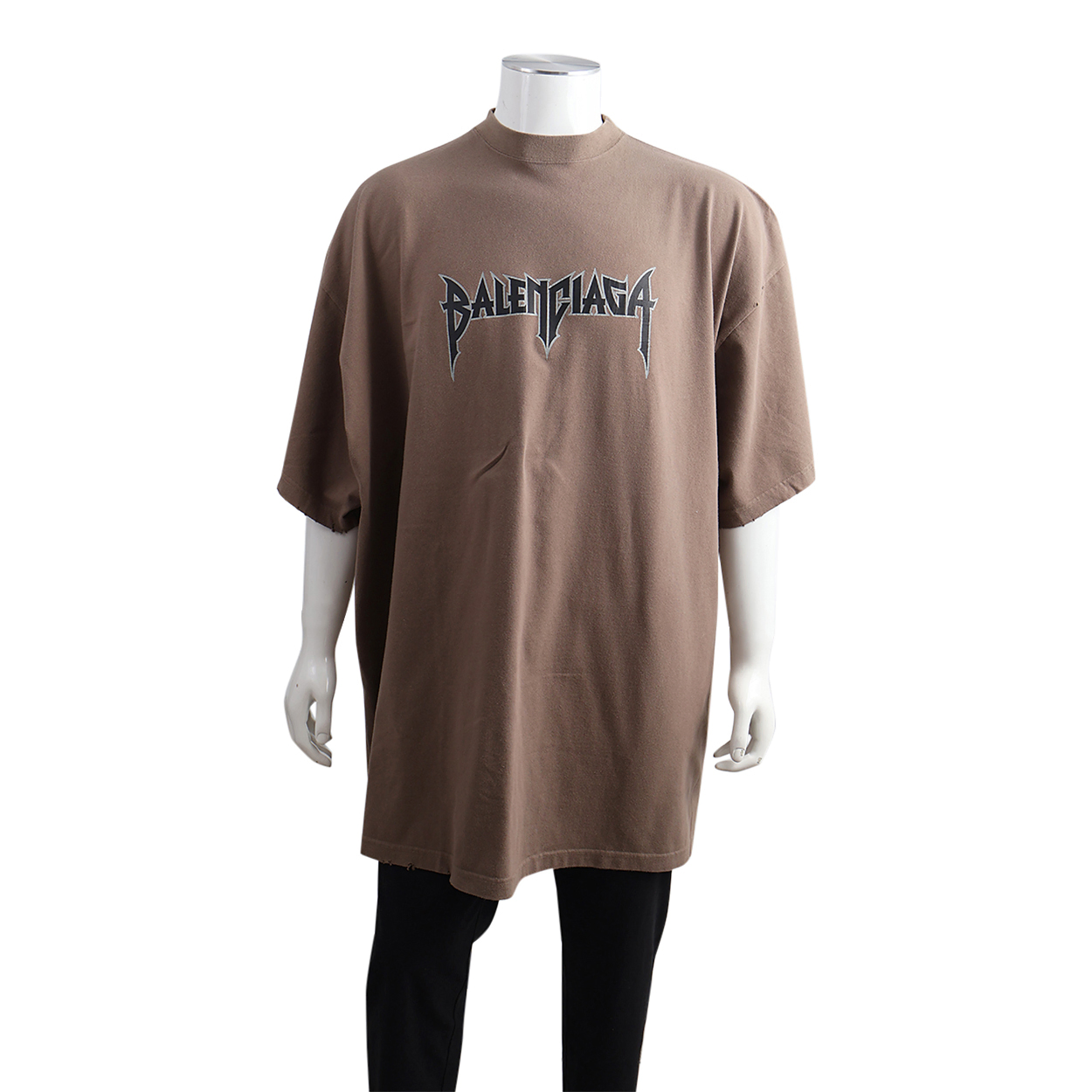 Cotton Distressed Logo T-Shirt Brown