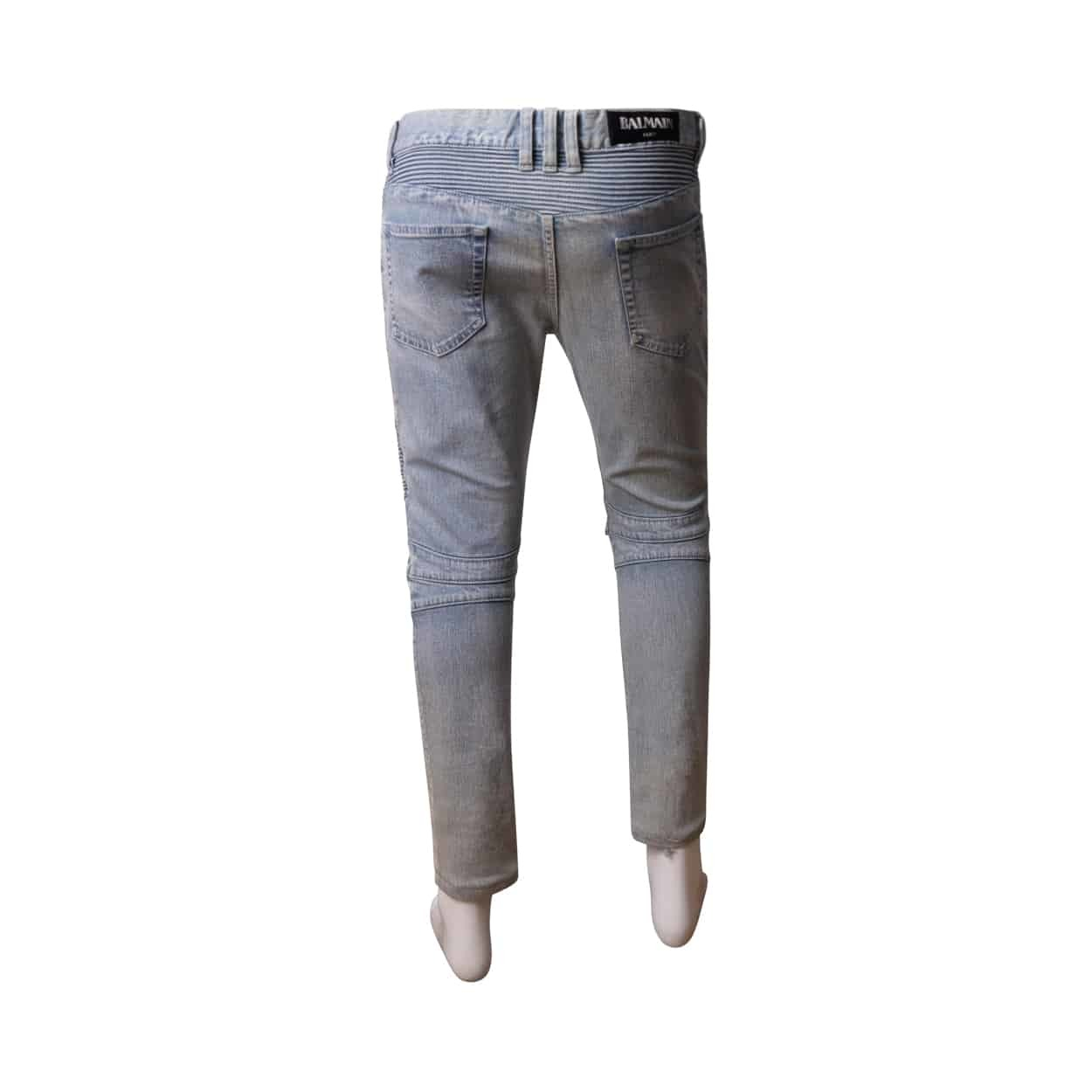 BALMAIN Denim Distressed Jeans Blue | Luxity