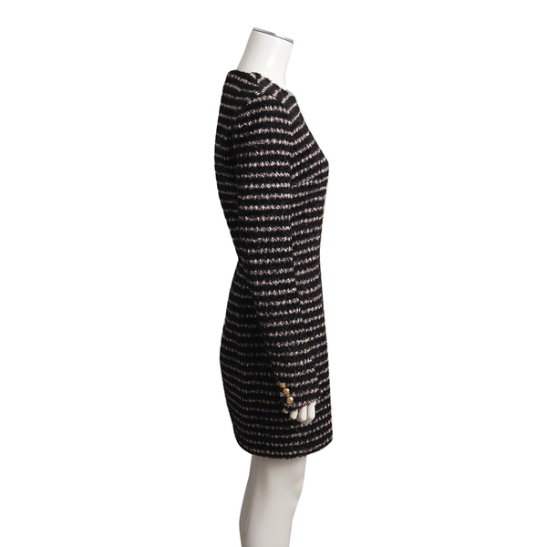 Polyester Knit Buttons Mini Dress Black