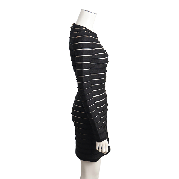 Knit Back Zip Mini Dress Black