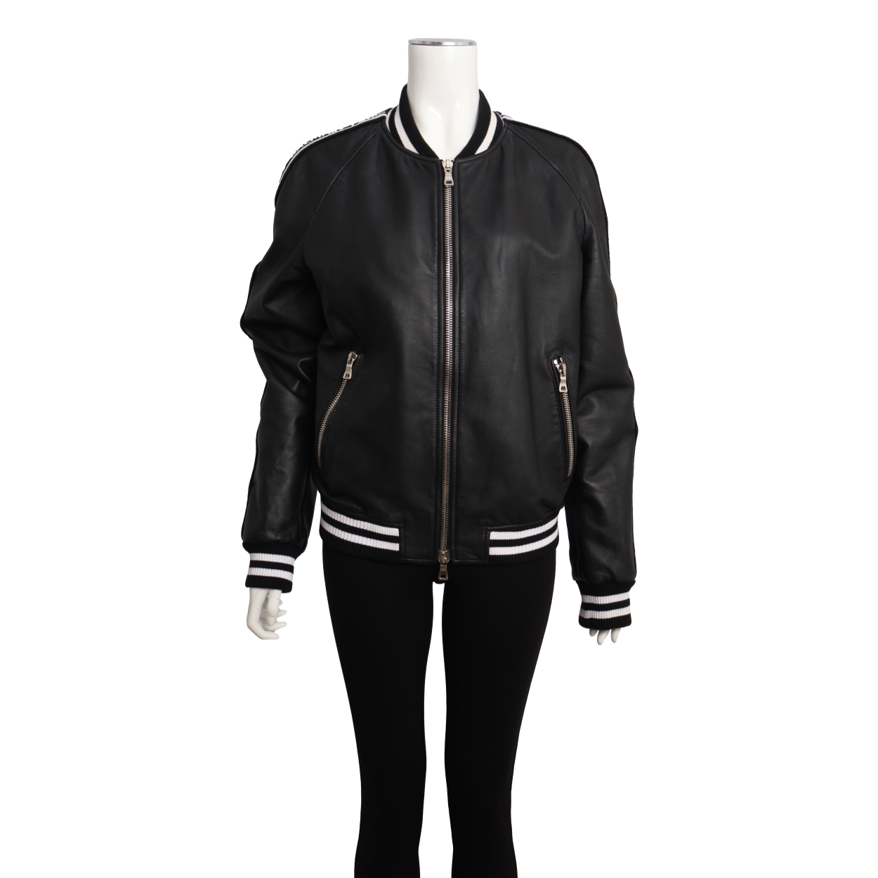 BALMAIN Leather Logo Bomber Jacket Black | Luxity
