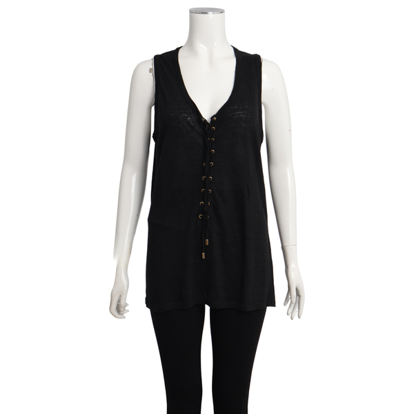Linen Sleeveless Top Black