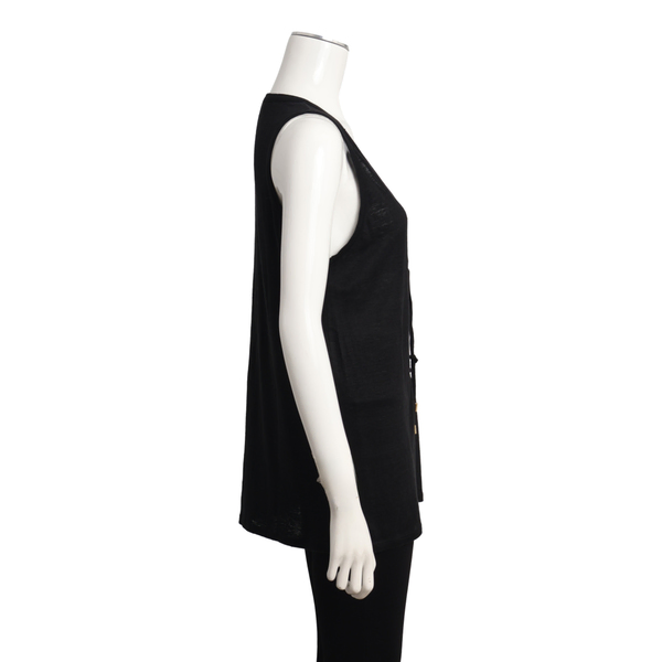 Linen Sleeveless Top Black