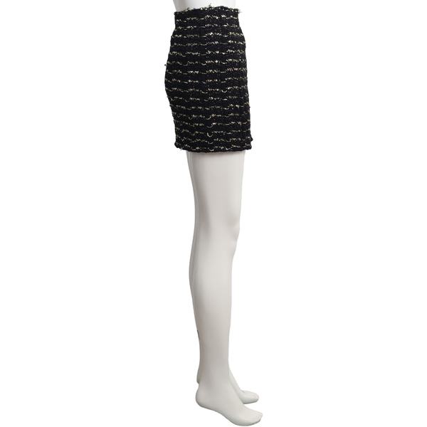 Metallic Knit Wrap Mini Skirt Black/Gold