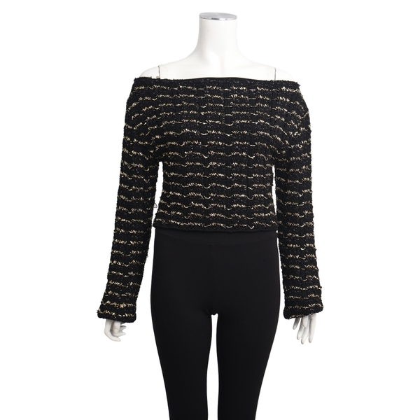 Metallic Knit Crop Top Black/Gold