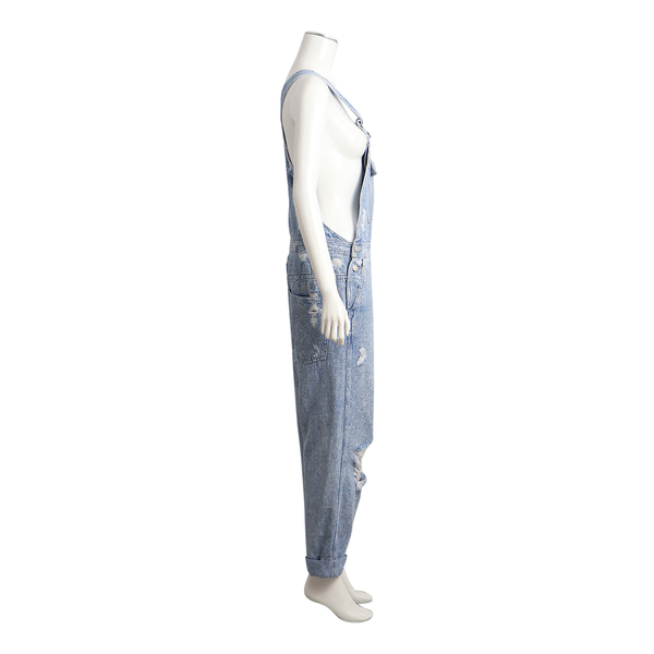 Denim Distressed Jumpsuit Blue