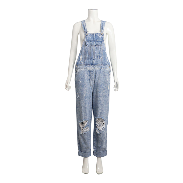 Denim Distressed Jumpsuit Blue